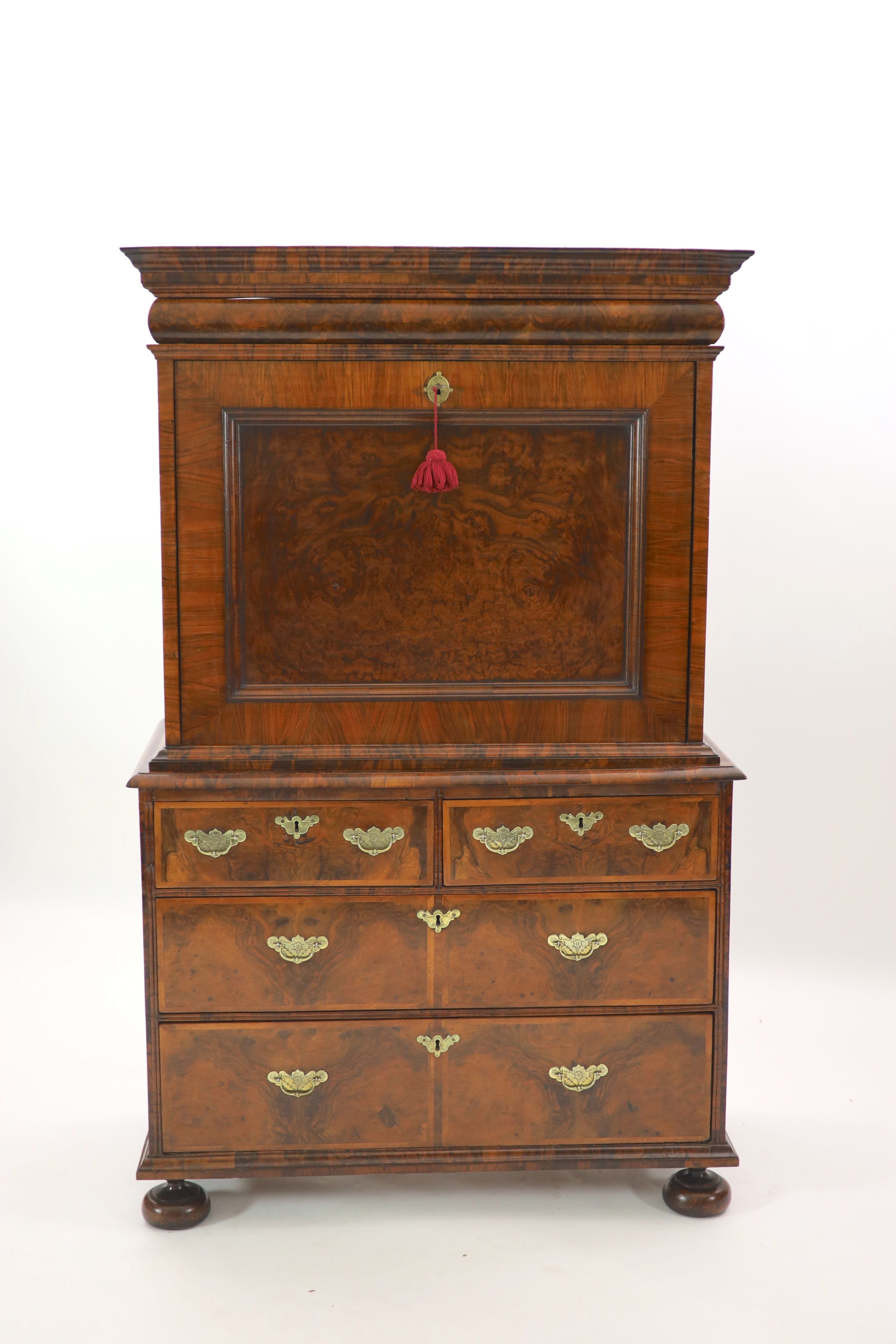 A William III walnut escritoire, W.106cm D.52cm H.168cm